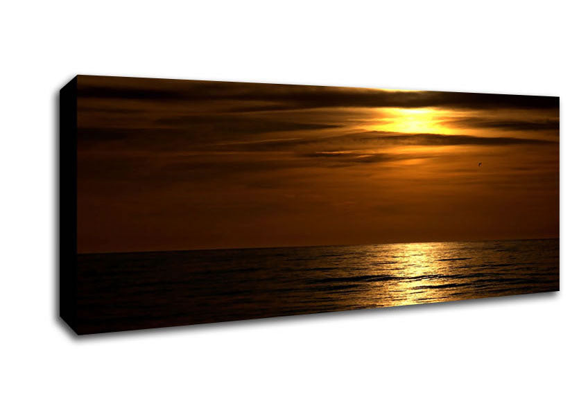 Picture of Dark Sunset Beach Panoramic Canvas Wall Art