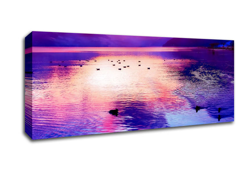 Picture of Mountain Lake At Daybreak Panoramic Canvas Wall Art