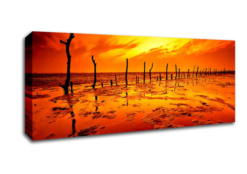 Picture of The Oceans Gateway Orange Panoramic Canvas Wall Art