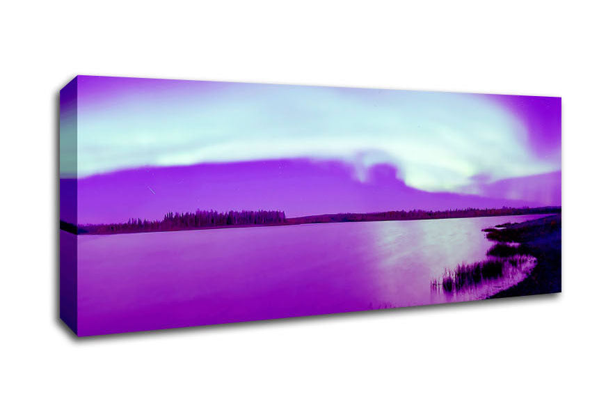 Picture of Purple Northern Lights Panoramic Canvas Wall Art