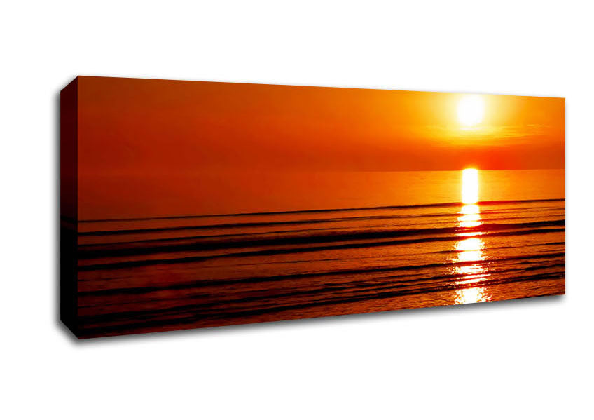Picture of The Oceans Sun Reflection Orange Panoramic Canvas Wall Art