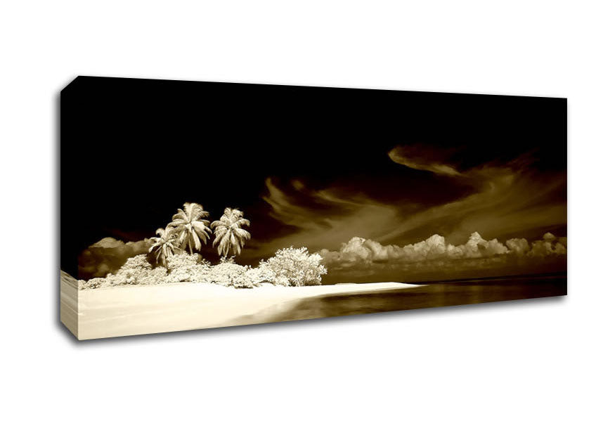 Picture of Surreal Hidden Island Brown Panoramic Canvas Wall Art