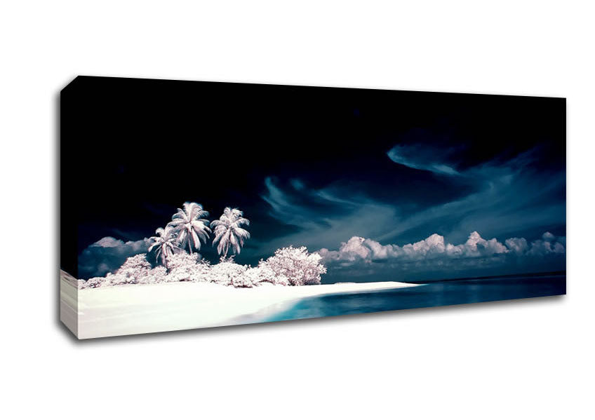 Picture of Surreal Hidden Island Blue Panoramic Canvas Wall Art