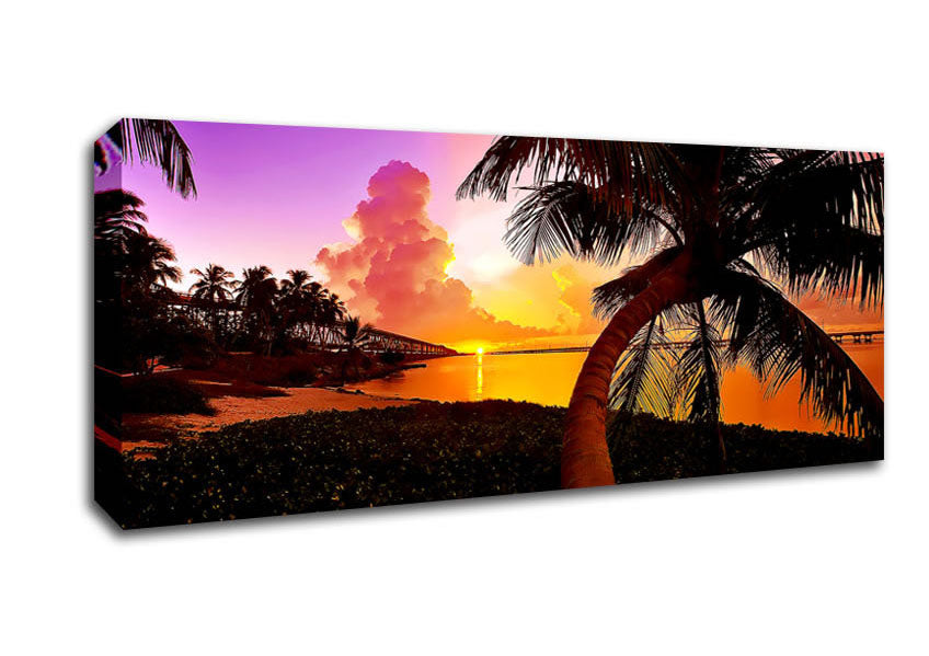 Picture of Paradise Beach At Sunset Panoramic Canvas Wall Art