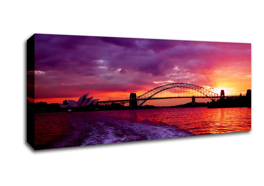 Picture of Speed Boat Trails Over The Red Ocean Panoramic Canvas Wall Art