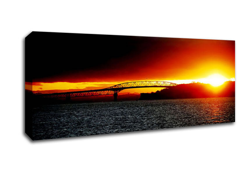 Picture of Sunrise Over The Oceans Pier Panoramic Canvas Wall Art