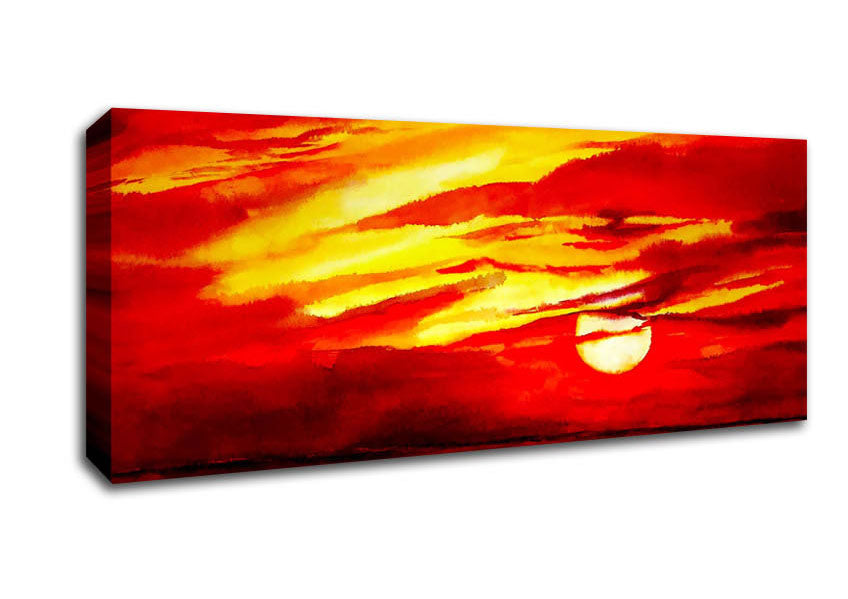 Picture of Surreal Red Ocean Skies Panoramic Canvas Wall Art