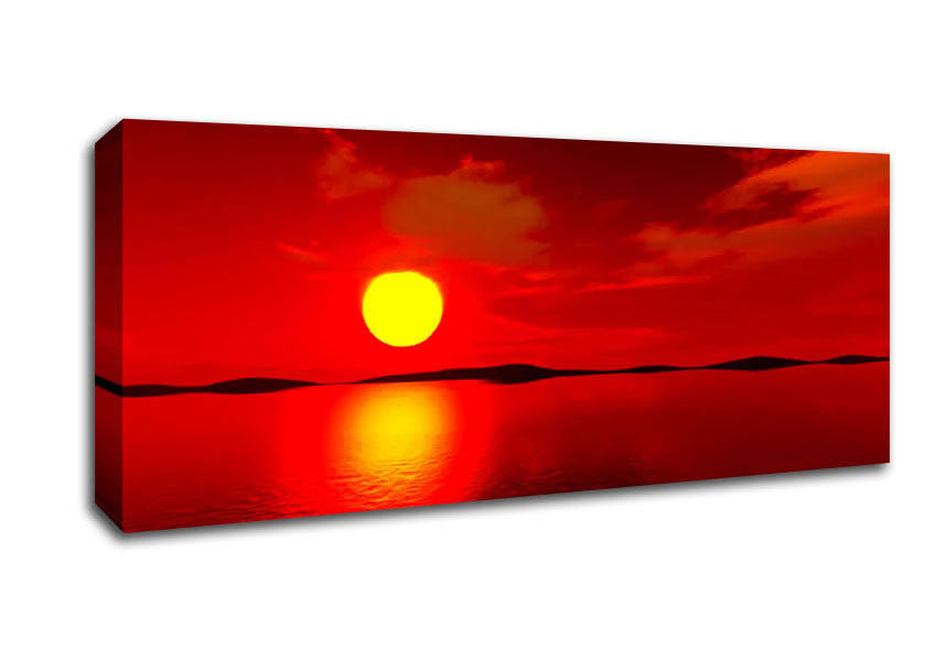Picture of Red Sunblaze Reflection Panoramic Canvas Wall Art
