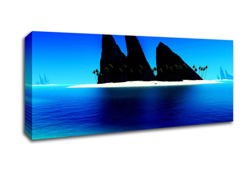 Picture of Paradise Island Under The Moon Panoramic Canvas Wall Art