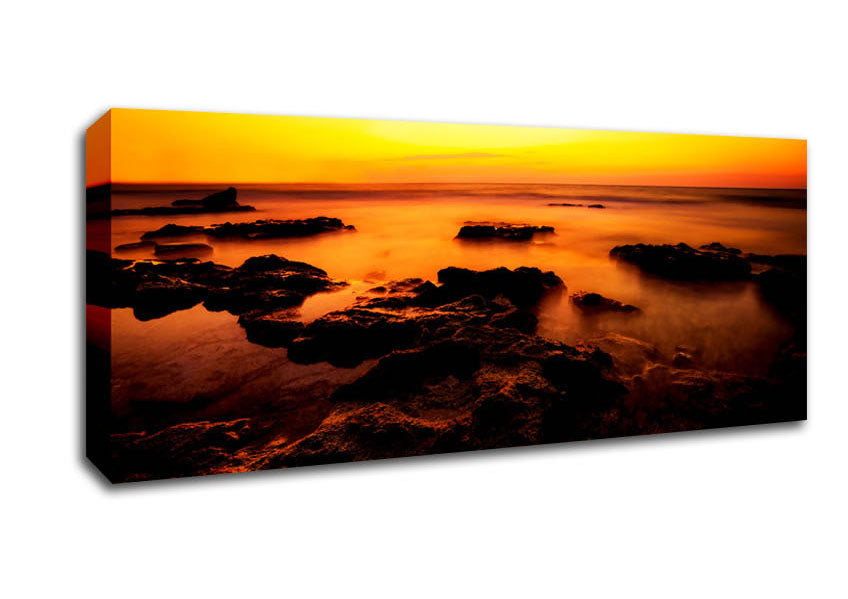Picture of Yellow Sunset Rocks Panoramic Canvas Wall Art