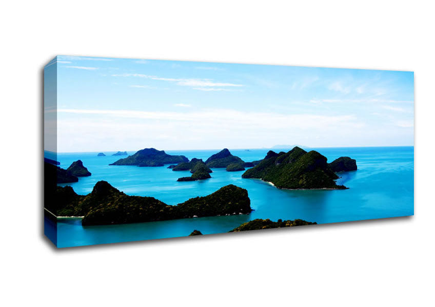 Picture of Tranquil Turquoise Rocks Panoramic Canvas Wall Art