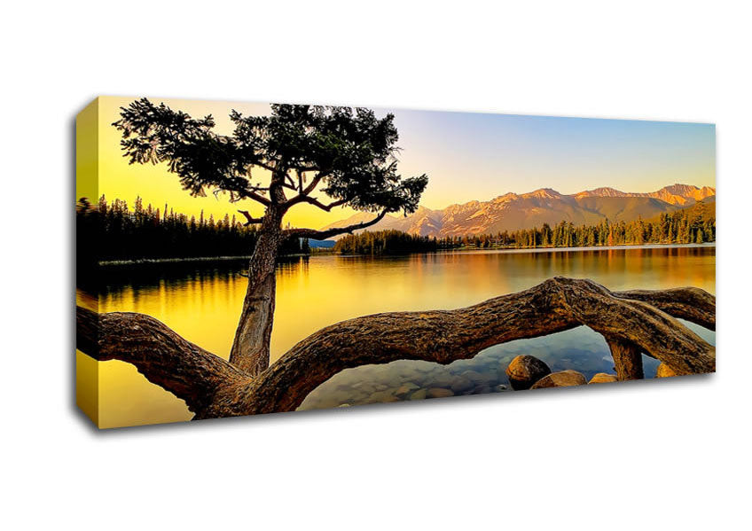 Picture of The Perfect Mountain Lake Panoramic Canvas Wall Art