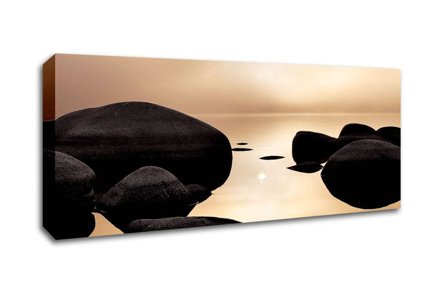 Picture of Tranquil Ocean Rocks Panoramic Canvas Wall Art