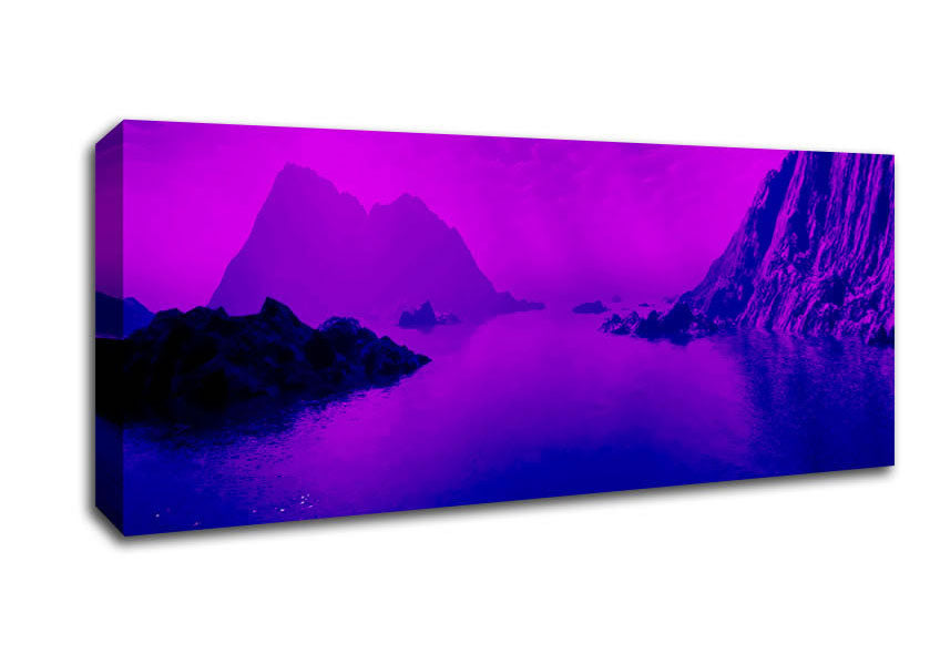 Picture of Surreal Pink Ocean Calm Panoramic Canvas Wall Art