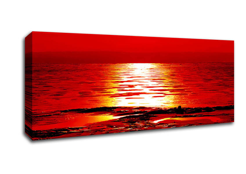 Picture of Orange Sun Trail Ocean Panoramic Canvas Wall Art