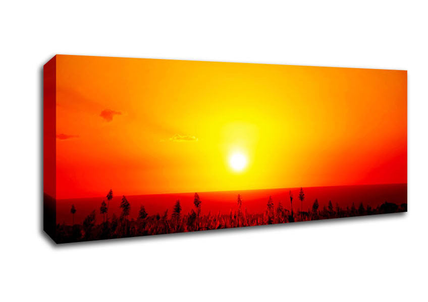 Picture of Red Ocean Flowers Panoramic Canvas Wall Art