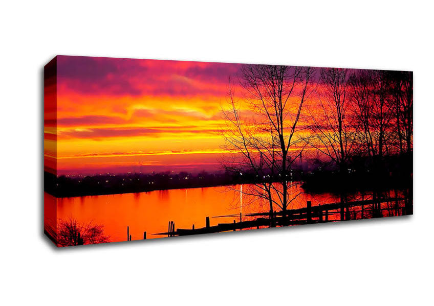 Picture of Red Lake Calm Panoramic Canvas Wall Art
