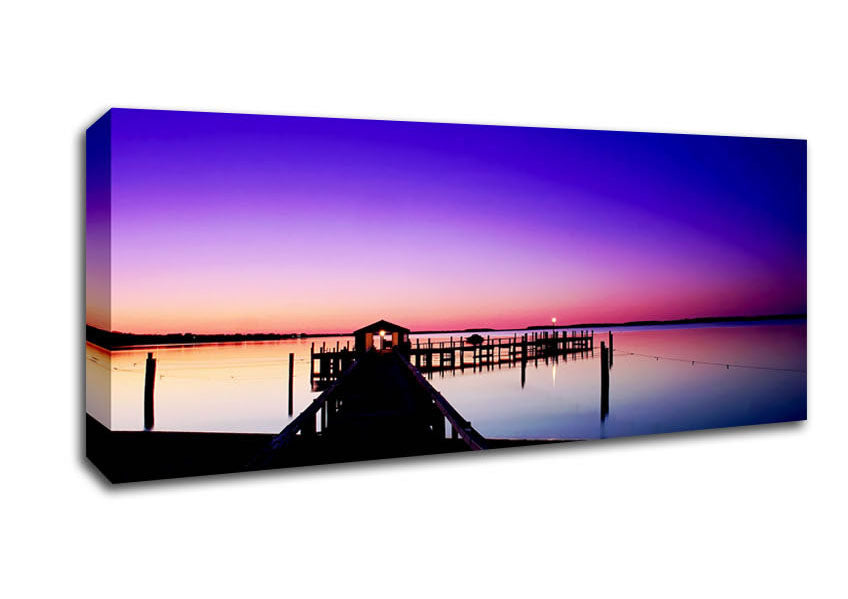 Picture of Purple Pier Ocean Panoramic Canvas Wall Art