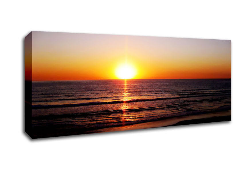Picture of Sunrays Over Ocean Panoramic Canvas Wall Art