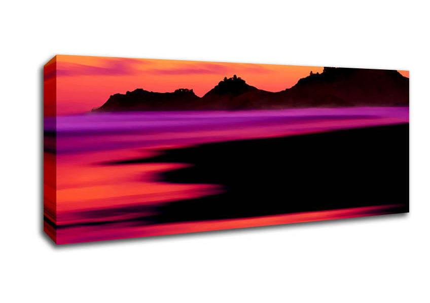 Picture of Surreal Red Ocean Nights Panoramic Canvas Wall Art