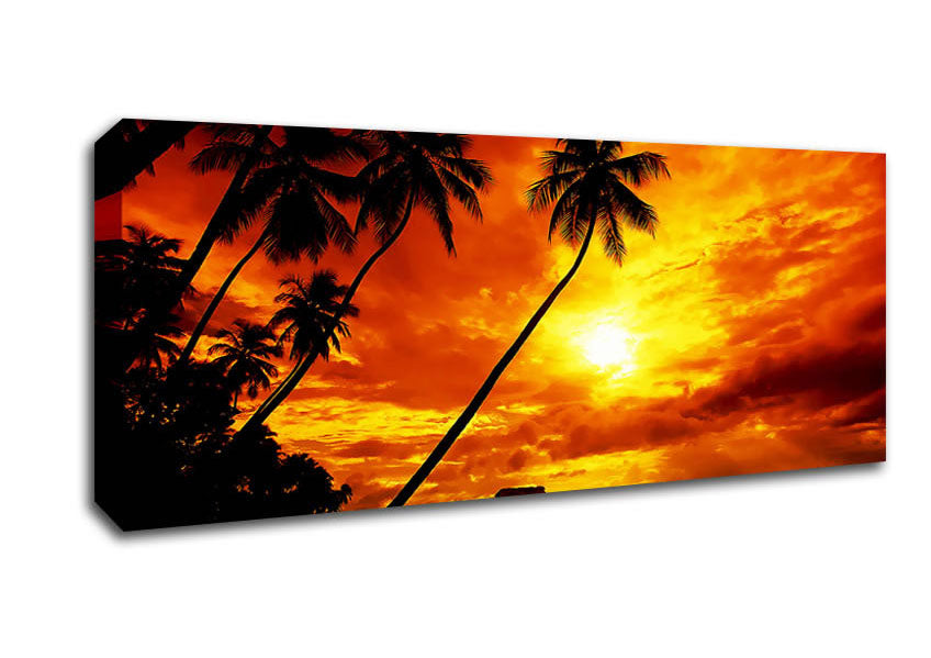 Picture of Paradise Palm Tree Hut Panoramic Canvas Wall Art