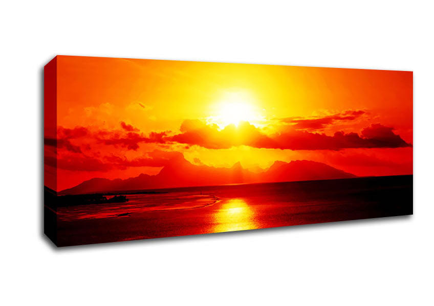Picture of Orange Sun Blaze Clouds Panoramic Canvas Wall Art