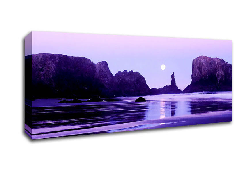 Picture of Lilac Moonlit Ocean Panoramic Canvas Wall Art