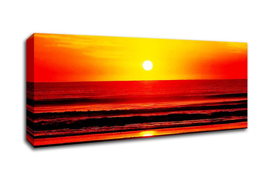 Picture of Red Ocean Waves Panoramic Canvas Wall Art