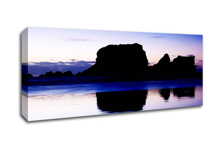 Picture of Moonlit Ocean Reflection Panoramic Canvas Wall Art