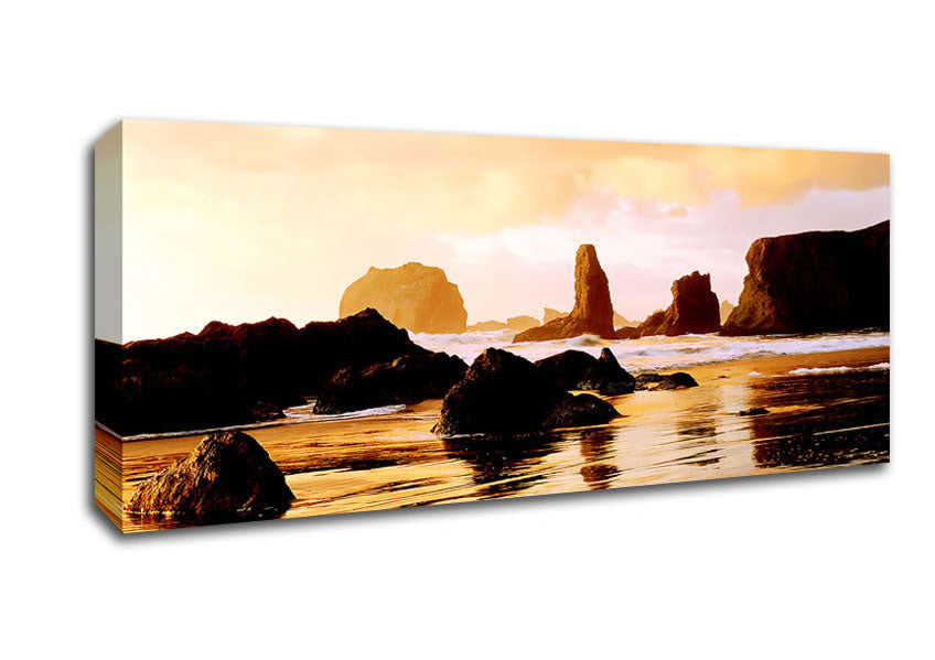 Picture of Mystical Ocean Rocks Panoramic Canvas Wall Art