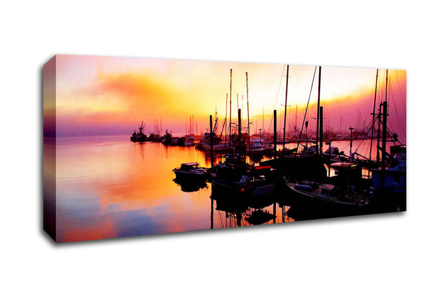 Picture of The Harbour At Sunset Panoramic Canvas Wall Art