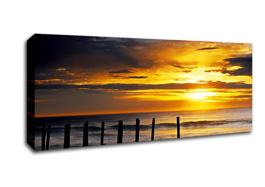 Picture of Yellow Sunrise Ocean Panoramic Canvas Wall Art
