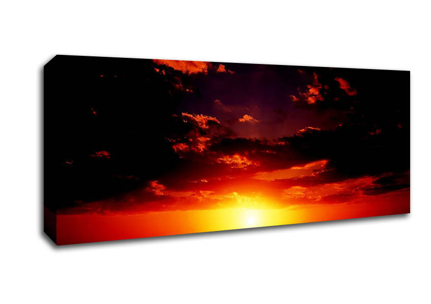 Picture of Sunset Through The Black Ocean Clouds Panoramic Canvas Wall Art