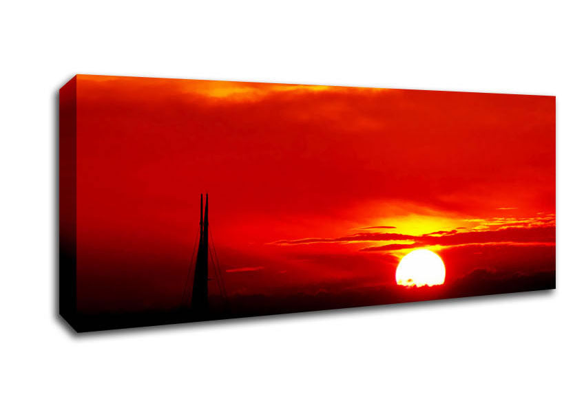 Picture of Sailing Into The Red Sunset Panoramic Canvas Wall Art