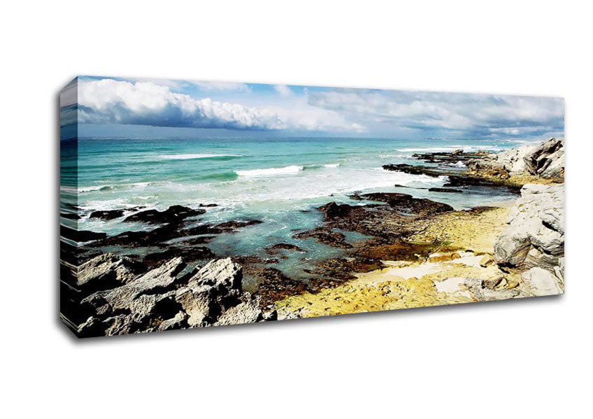Picture of Rocks Of The Ocean Panoramic Canvas Wall Art