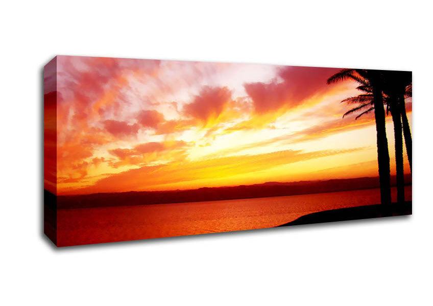 Picture of Tranquil Ocean Sunset Panoramic Canvas Wall Art