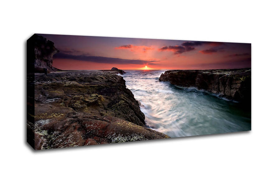 Picture of Sunset At Muriwai Beach Panoramic Canvas Wall Art