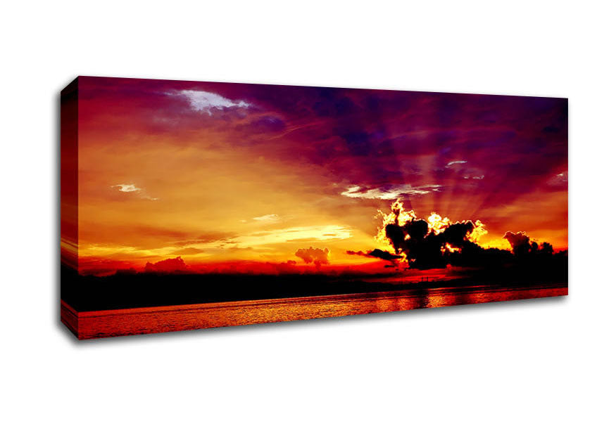Picture of Sunrays Through The Rainbow Sky Panoramic Canvas Wall Art