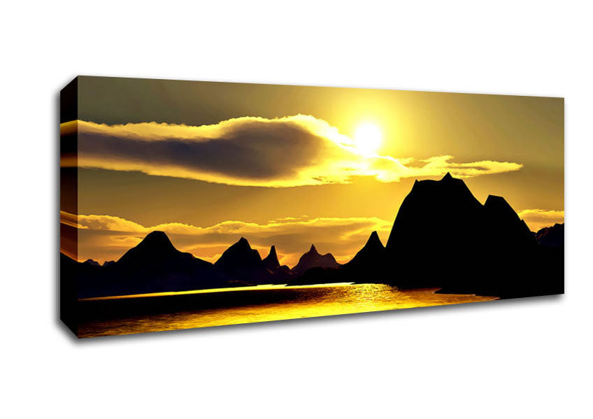 Picture of Yellow Ocean Mountain Panoramic Canvas Wall Art