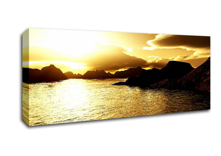 Picture of Yellow Ocean Clouds Panoramic Canvas Wall Art