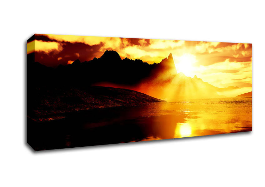 Picture of Sun Blaze Reflections Panoramic Canvas Wall Art