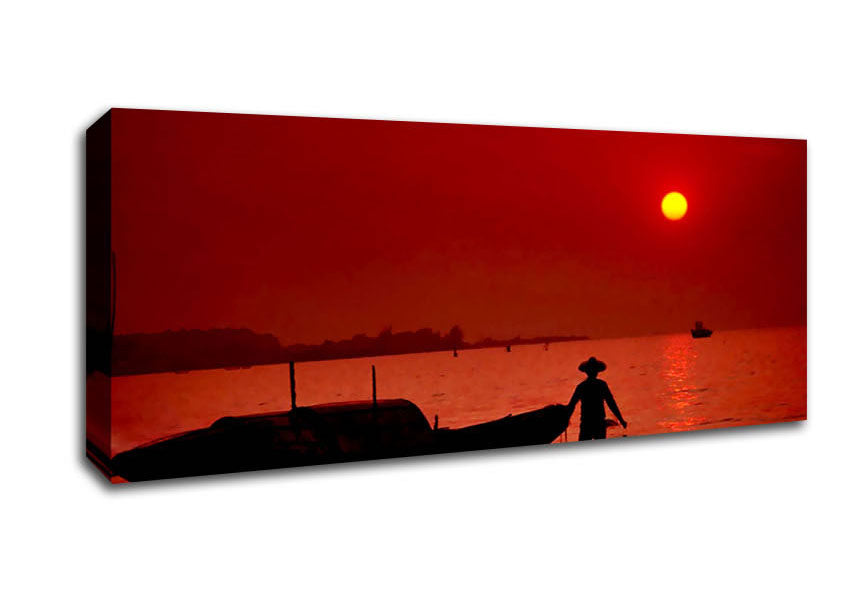 Picture of Red Fisherman Panoramic Canvas Wall Art