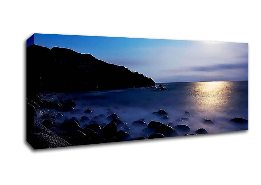 Picture of Mist Of The Ocean Rocks At Daybreak Panoramic Canvas Wall Art