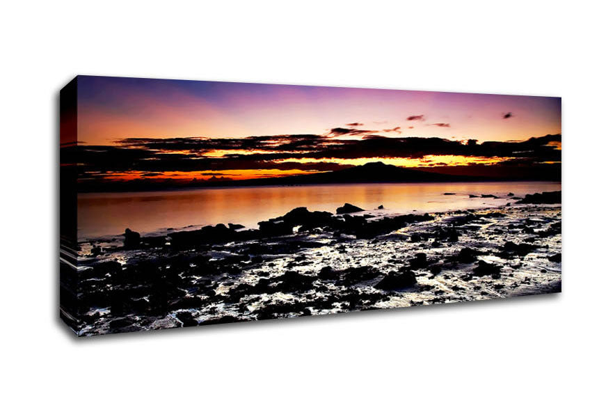 Picture of Sunrays Over The Ocean Sky Panoramic Canvas Wall Art