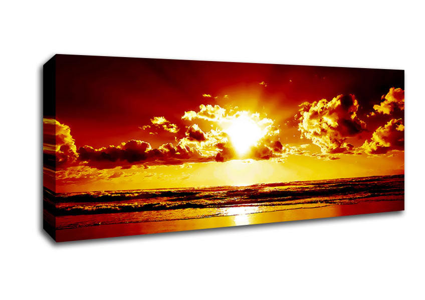 Picture of Orange Sunrise Ocean Panoramic Canvas Wall Art