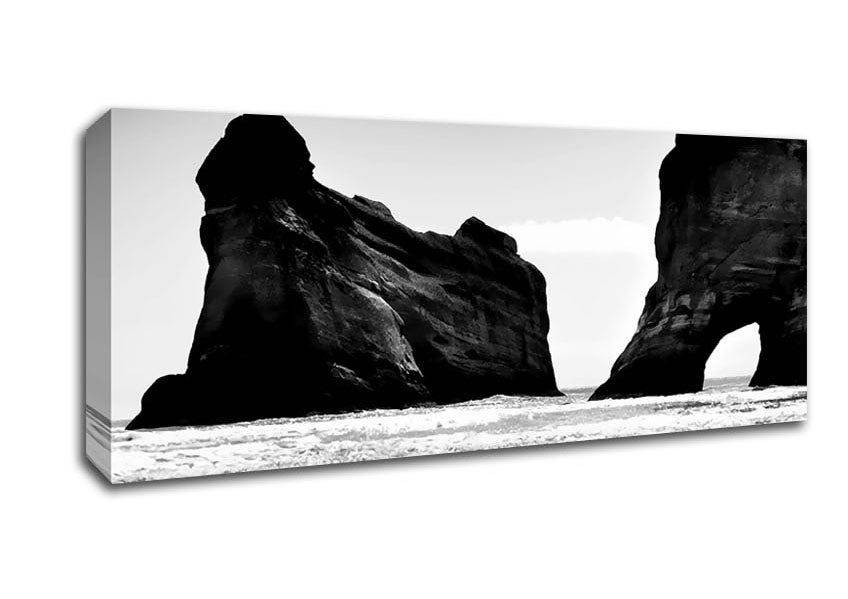 Picture of The Doorway To The Ocean B n W Panoramic Canvas Wall Art