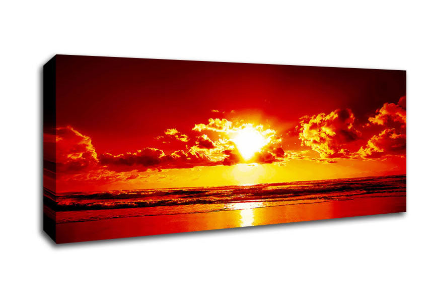 Picture of Red Sun Blaze Horizon Panoramic Canvas Wall Art