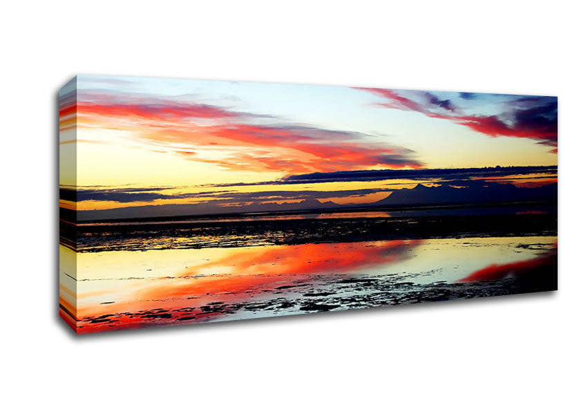 Picture of Rainbow Ocean Skies Blue Panoramic Canvas Wall Art