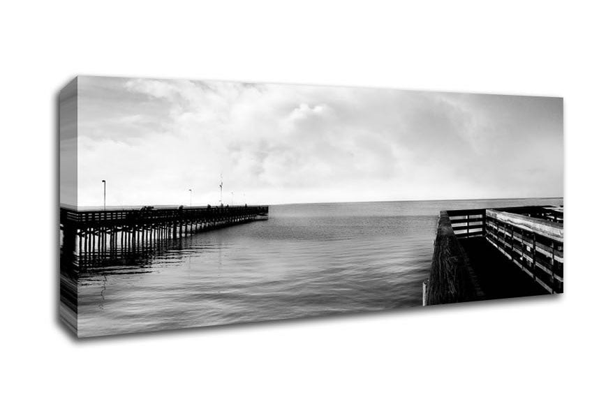 Picture of Tranquil Pier B n W Panoramic Canvas Wall Art