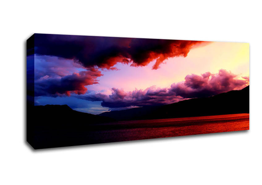 Picture of Red Ocean Storm Clouds Panoramic Canvas Wall Art